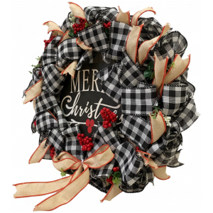 Buffalo Plaid & Berry 'Merry Christmas' Holiday Wreath