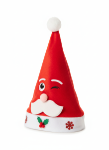 Whimsical Winking Santa Face Christmas Hat