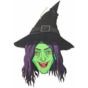 Smiling Green Witch Head Hanging Decoration