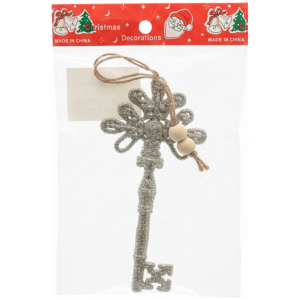 Glitter Snowflake Key Christmas Ornament