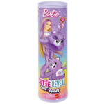 Mattel Barbie Cutie Reveal Care Bears Series Doll & Accessories in Share Bear Plush Costume, 10 Surprises Purple