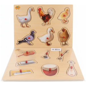 TOY FUN Wooden Peg Puzzles: Farm Animals & Musical Instruments (Set of 2)
