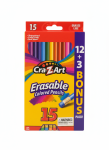 Cra-Z-Art 15 Erasable Colored Pencils (12 + 3 Bonus Pack!)