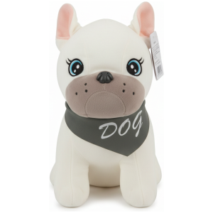 Cream French Bulldog Plush Toy with "DOG" Bandana 22 Cm