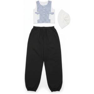 Toddler's Striped Vest Outfit with Jogger Pants & Hat Set